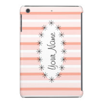 Coral Stripe oval Stern "Name" iPad Mini Fall