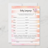 Coral Striped Flamingo Baby Language Duschgame Einladung (Vorderseite)