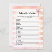 Coral Striped Flamingo Baby Words Duschkarte Einladung (Vorderseite)