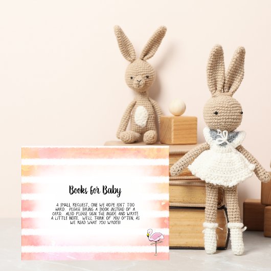 Coral Striped Flamingo Bücher für Baby Dusche Spie Begleitkarte