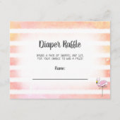 Coral Striped Flamingo Diaper Raffle Dusche Spiel Begleitkarte (Vorderseite)