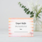 Coral Striped Flamingo Diaper Raffle Dusche Spiel Begleitkarte (Stehend Vorderseite)