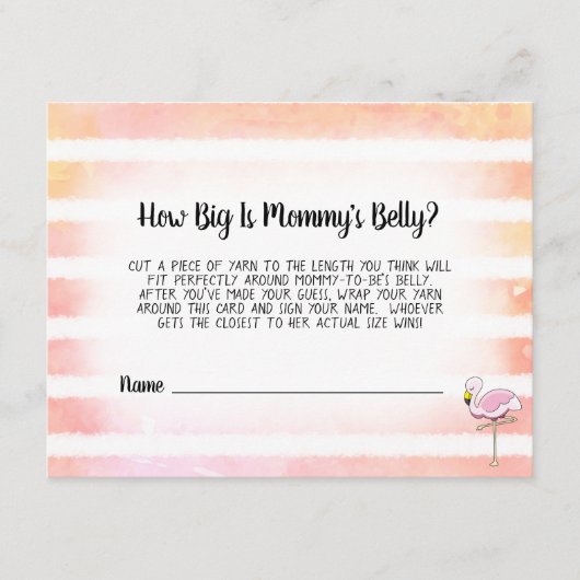 Coral Striped Flamingo Mama Bauchgrösse Begleitkarte (Vorderseite)