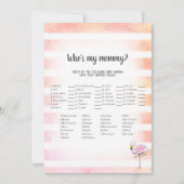 Coral Striped Flamingo, mein Mama-Duschenspiel Einladung (Vorderseite)