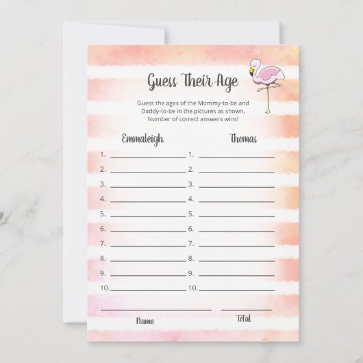 Coral Striped Flamingo schätzen ihr Alter Dusche S Einladung (Vorderseite)