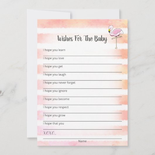 Coral Striped Flamingo wünscht sich eine Babydusch Einladung (Vorderseite)