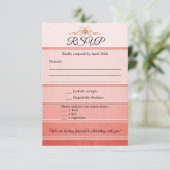 Coral Striped Ton sur Ton Wedding RSVP Card Einladung (Stehend Vorderseite)