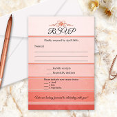 Coral Striped Ton sur Ton Wedding RSVP Card Einladung