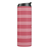 Coral Stripes Custom Monogram Tumbler Thermosbecher (Nach links gedreht)