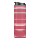 Coral Stripes Custom Monogram Tumbler Thermosbecher (Nach rechts gedreht)