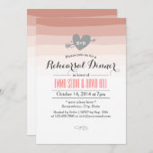 Coral Stripes Herz & Arrow Probe Abendessen Einladung (Vorne/Hinten)