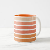 Coral Stripes Orange Streifen Zweifarbige Tasse (VorderseiteRechts)