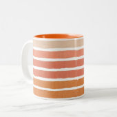 Coral Stripes Orange Streifen Zweifarbige Tasse (Vorderseite Links)