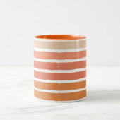 Coral Stripes Orange Streifen Zweifarbige Tasse (Mittel)