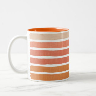 Coral Stripes Orange Streifen Zweifarbige Tasse