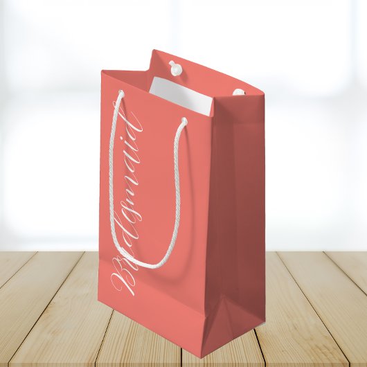 Coral Stylisierte SkriptWedding Bridesmaid Kleine Geschenktüte