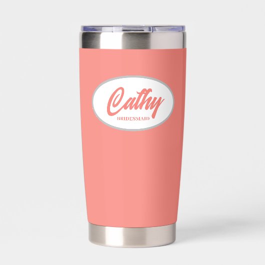 Coral Stylized Wedding Bridesmaid Thermobecher (Vorderseite)