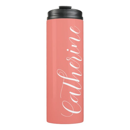 Coral Stylized Wedding Bridesmaid Thermosbecher (Vorderseite)