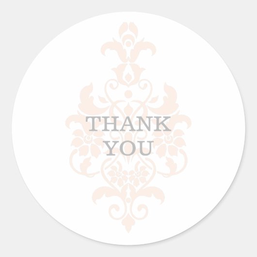 Coral Subtle Damask Danke Stickers (Vorderseite)