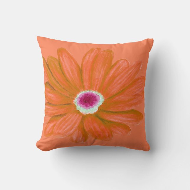 Coral Summer Blume Throw Kissen (Vorderseite)