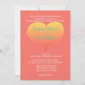 Coral Sunset Hearts Einladung (Vorderseite)