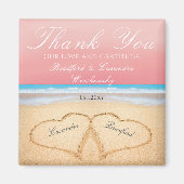 Coral Sunset Peach Beach Hochzeit 2 Herz Sand Magnet (Vorne)