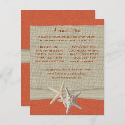 Coral Sunshine Beach Hochzeitsrichtung einfügen Begleitkarte (Vorne/Hinten)