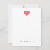 Coral Sweet Heart Monogram Stationery Mitteilungskarte (Vorderseite)