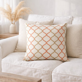 Coral Tan Quatrefoil Pattern Moroccan Trellis Kissen