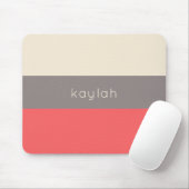 Coral Taupe Beige Farbblockmuster mit Namen Mousepad (Mit Mouse)
