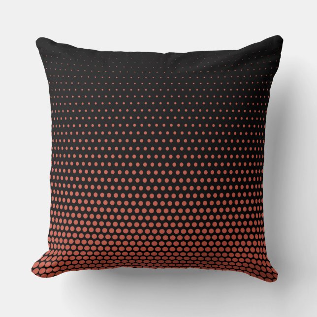 Coral Techno Dots Modern Black Kissen (Vorderseite)