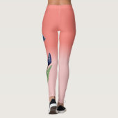 Coral Tee Rose Gradient mit blauer Blume Leggings (Rückseite)