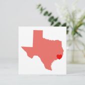 Coral Texas Red Heart Wedding Einladung (Stehend Vorderseite)