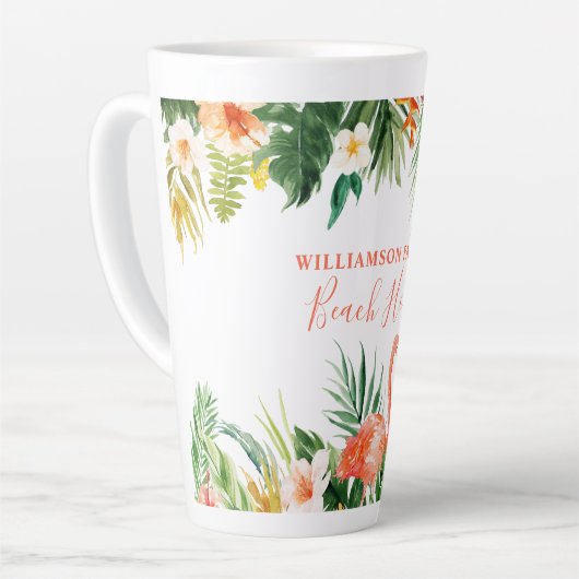 Coral Tropical Floral Beach House Grosses Milchtasse (Linke Ecke)