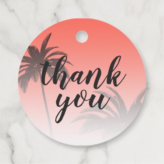 Coral Tropical Palm Tree Beach Vielen Dank für Ihr Geschenkanhänger (Rückseite)