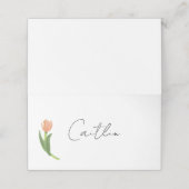 Coral Tulip Place Cards Platzkarte (Außenseite Aufgefaltet)