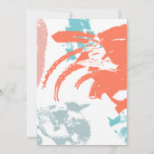 Coral Turquoise Brush Strokes Save the Date Einladung (Rückseite)