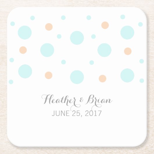 Coral Turquoise Confetti Paper Untersetzer (Vorderseite)