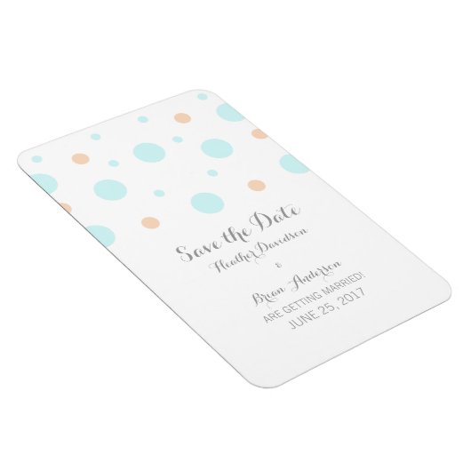 Coral Turquoise Confetti Speichern Sie das Datum M Magnet (Rechte Seite)