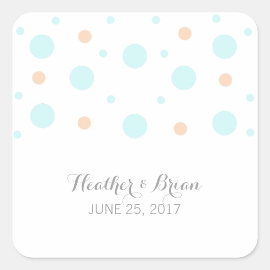 Coral Turquoise Confetti Wedding Stickers (Vorderseite)