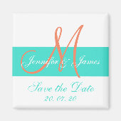 Coral Turquoise Modern Save the Date Magnete Magnet (Vorne)