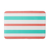 Coral Turquoise White Summer Stripes Badematte (Vorderseite)
