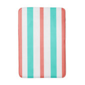 Coral Turquoise White Summer Stripes Badematte (Vorderseite Vertikal)