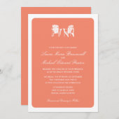 Coral Two Adirondack Beach Stühle Hochzeit Einladung (Vorne/Hinten)