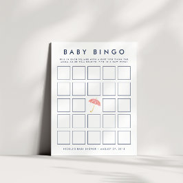 Coral Umbrella | Babydusche Bingo Game Card Einladung