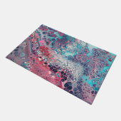 Coral und Aqua Acrylic Pour farbenfroh Abstrakt Fußmatte (Schrägansicht)