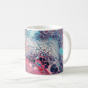 Coral und Aqua Acrylic Pour farbenfroher Abstrakte Kaffeetasse