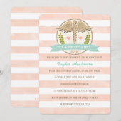 Coral und Aqua Caduceus Nursing School Abschluss Einladung (Vorne/Hinten)