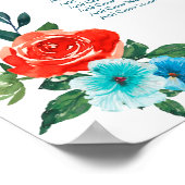 Coral und Aqua Floral Hochzeitsszenario Poster (Ecke)