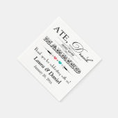 Coral und Aqua Hearts, Scrolls Wedding Napkins Serviette (Ecke)